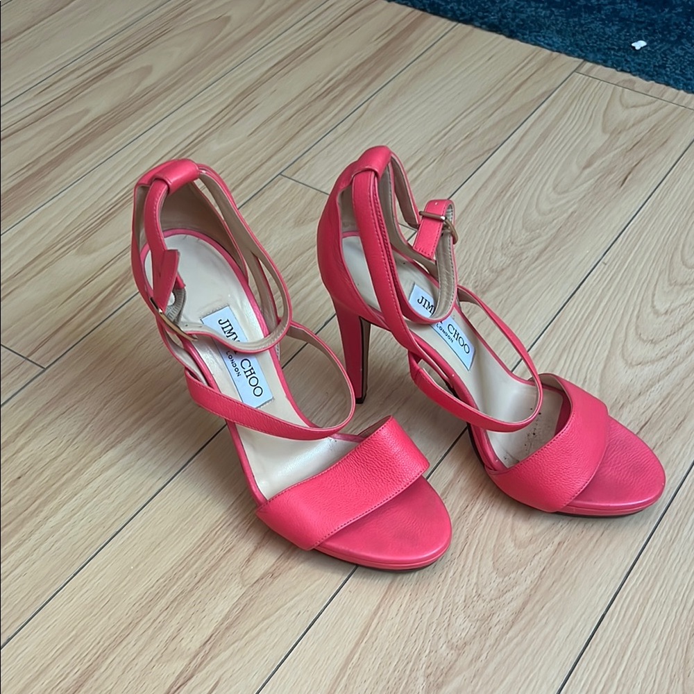 Jimmy Choo Vibrant Pink Strappy Heels